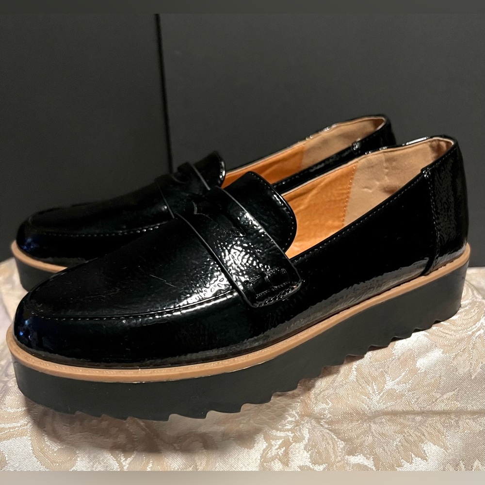 Chinese Laundry Black Patent Leather Platform Penny Loafer Shoes‎ 5.5 - Picture 2 of 9